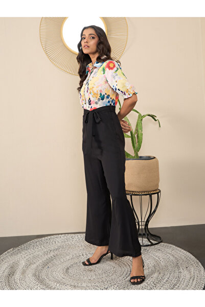 Stylestone By Styli Printed Spread Collar Buttoned Jumpsuit