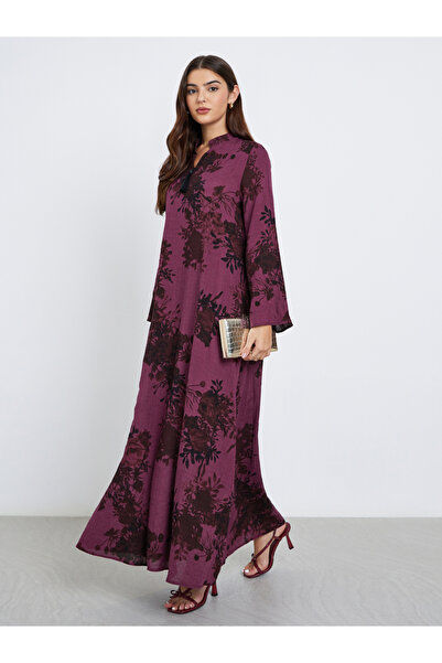 Styli جلابية بطبعة زهور وتفاصيل شرابة