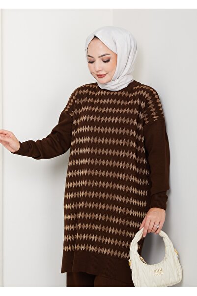 KAYA BUTİK Knitwear Baklava Patterned Glitter Tunic