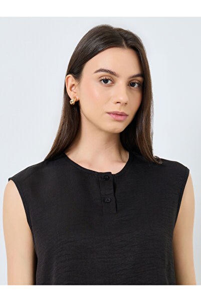 Take Two By Styli Solid Sleeveless Buttoned Top and Skirts Set