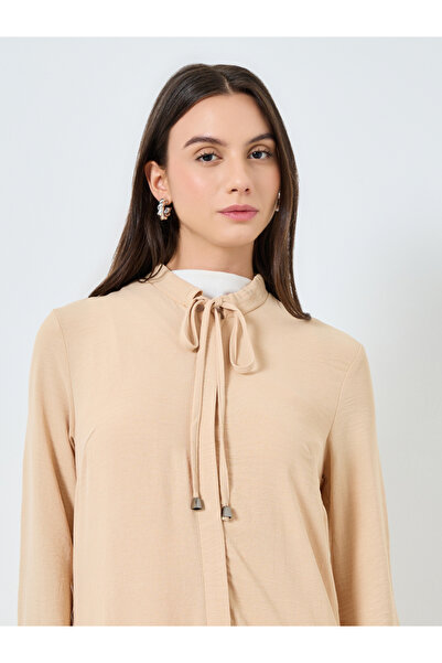 Take Two By Styli Women Beige Zip-Up Maxi Kimono