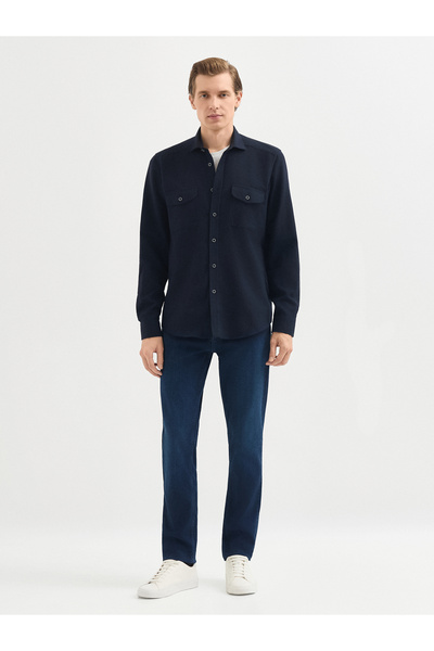 Karaca Erkek Modern Fıt Gömlek-Lacivert