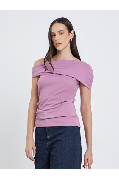 Styli بلوزة محبوكة سادة مكشوفة الكتفين