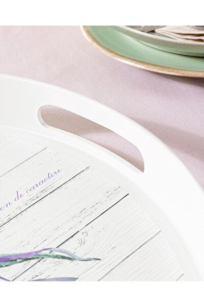 Madame Coco Lavander Yuvarlak Tepsi Çay Kahve Servis