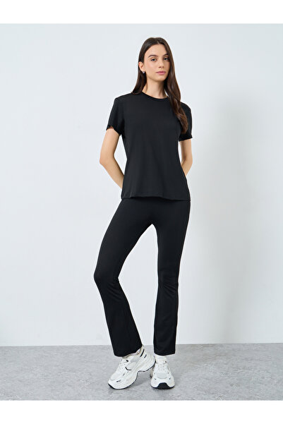 Take Two By Styli Black Solid T-Shirt and Leggings Co-Ords