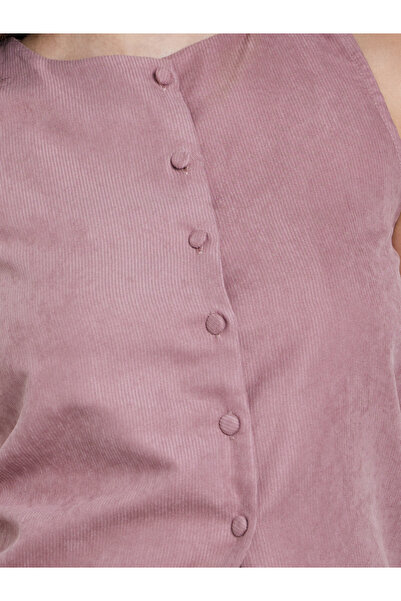 Styli Solid Round Neck Buttoned Vest