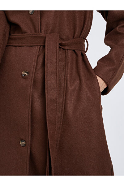 Styli Coffee Brown Midi Button Coat