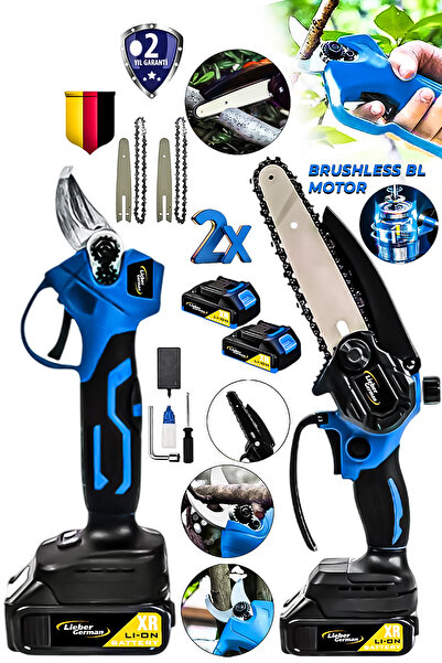 Lieber German 2 Li Set 21 V 2x Akülü Çelik Şanzuman 2 Pala Zincirli Şarjlı Da...