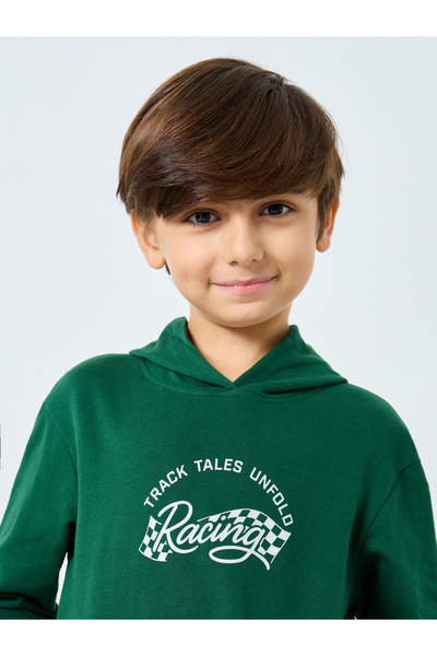Styli Boys Green Graphic Print Hoodie and Joggers Set