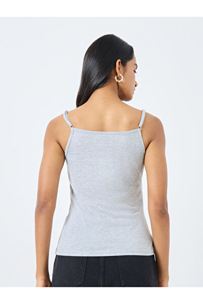 Take Two By Styli Grey Lace Trim Strappy Top