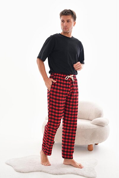 AHE Ekoseli Beli Lastikli Yandan Cepli 2 Cm Kırmızı Siyah kareli