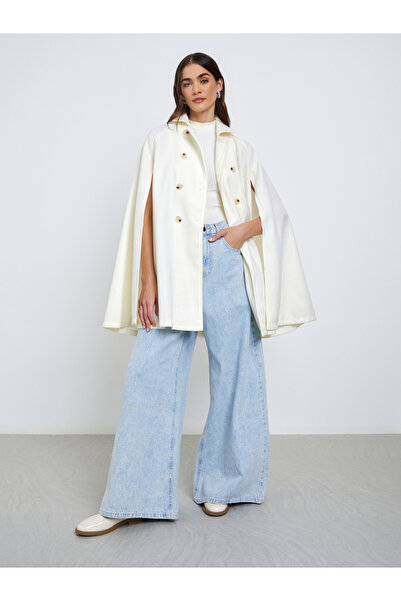 Styli Off-White Longline Double-Breasted Cape Coat