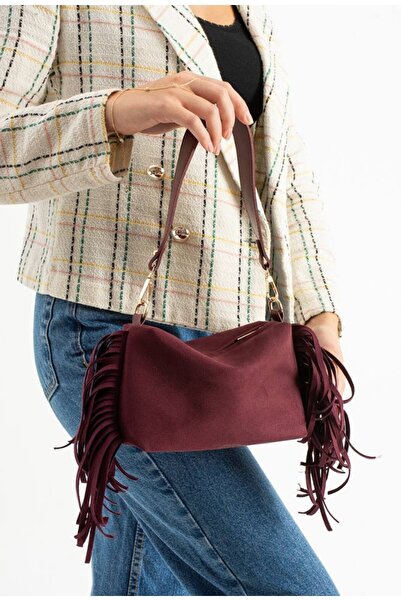 eflanmoda Geantă de umăr și crossbody pentru femei, din piele intoarsa, cu ci...