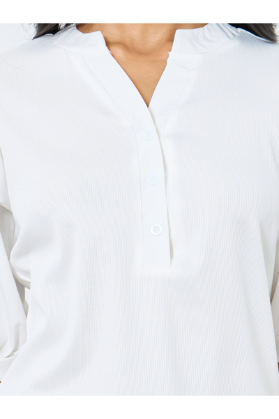 Take Two By Styli Elegant White Puff Sleeve Blouse