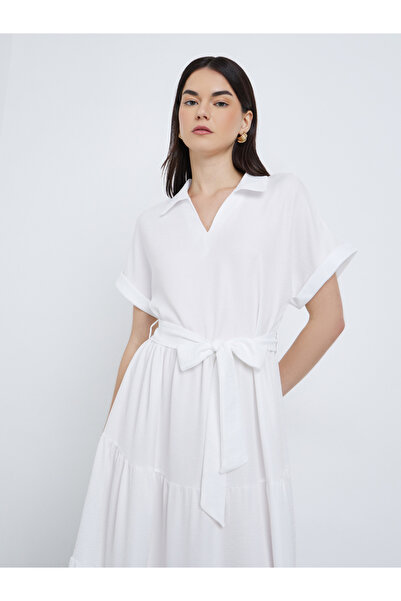Take Two By Styli Elegant White A-Line Maxi Dress