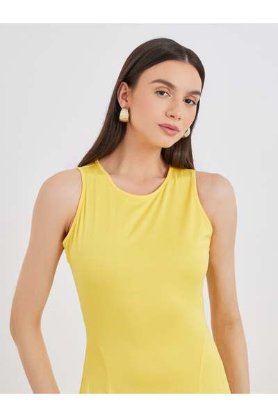 Take Two By Styli Solid Knitted Sleeveless A-Line Midi Dress