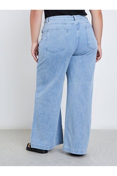 Styli Plus Mid Rise Wide Leg Jeans