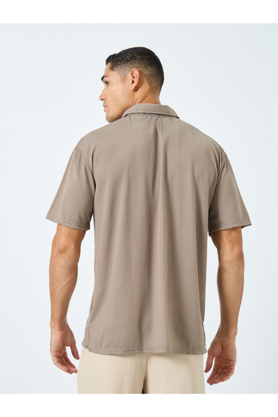 Styli Regular Tit Textured Polo with Button Placket