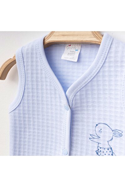 BABYLİM Rabbit Printed Basic Quilted Vest 100% Cotton