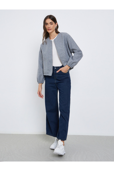 Styli Women Grey Boxy Fit Bomber Jacket