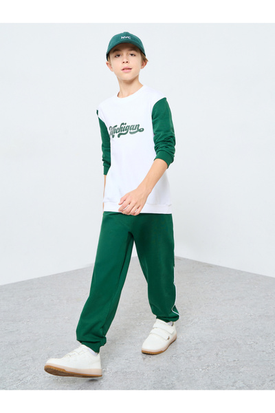 Styli Teens Green Michigan Sweatshirt and Joggers Set