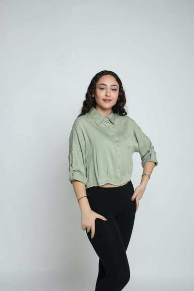 mica Striped Long-Sleeve Shirt with Pocket