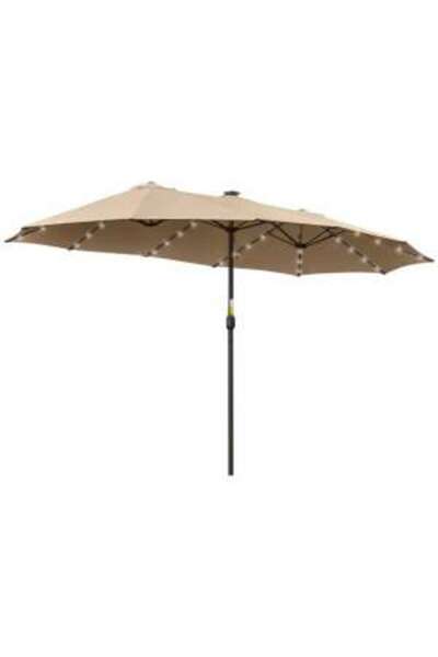 Mercaton Garden/terrace umbrella, solar LED, rectangular, khaki, 265450 cm