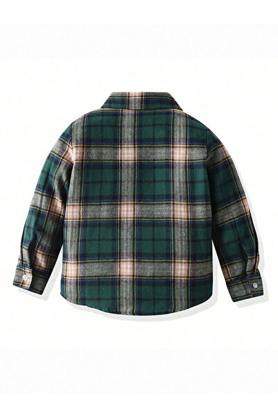 Take Two By Styli Boys Green Plaid Button Front Shirt
