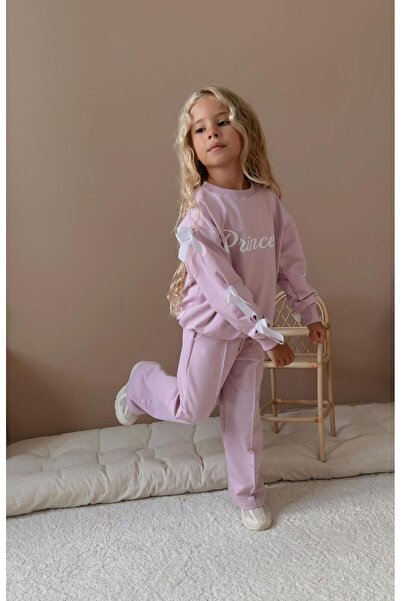 WİKİBOOM Girl's Princess Printed Top and Bottom Long Set Pink (5-E)
