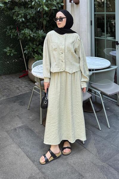 lamelif Skirted Hijab Set Mold Green