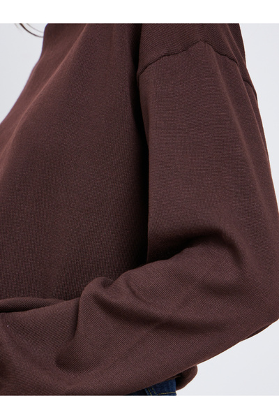 Styli Coffee Brown Turtleneck Oversized Sweater