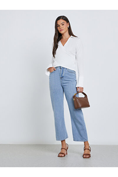 Styli Flared Long Sleeve Wrap Top