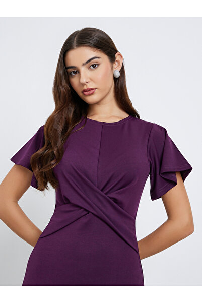 Styli Twist Front Sheath Midi Dress