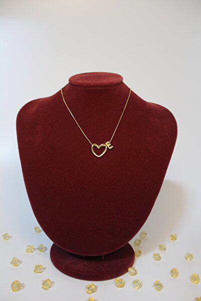 Genel Markalar Gold E harfli büyük kalpli çelik kolye