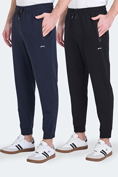 Slazenger OGNEN 2 Lİ SET Erkek Fermuar Cepli Siyah - Lacivert Eşofman Altı