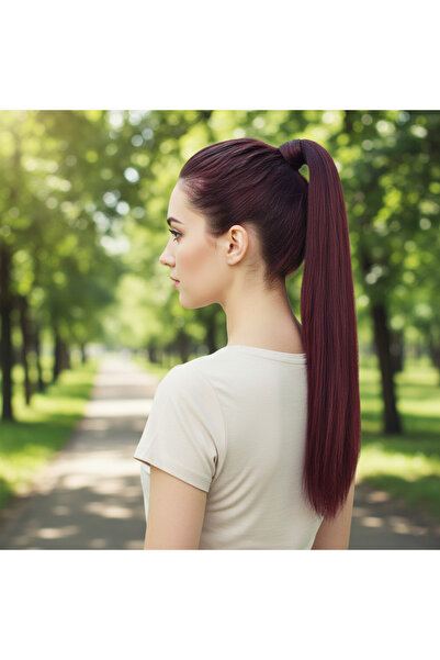 Afrodit Giyim ذيل حصان مستقيم مربوط / أحمر داكن