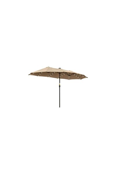Mercaton Garden/terrace umbrella, solar LED, rectangular, khaki, 265450 cm