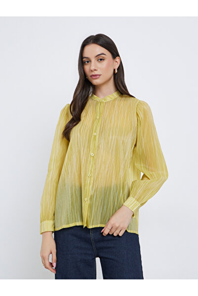 Take Two By Styli Striped Buttoned Oversized Blouse