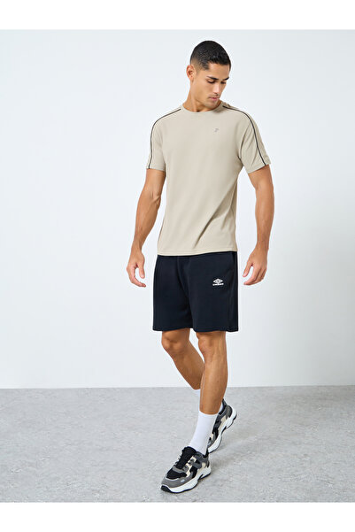 Styli Men Grey Training T-Shirt with Black Shoulder Detail