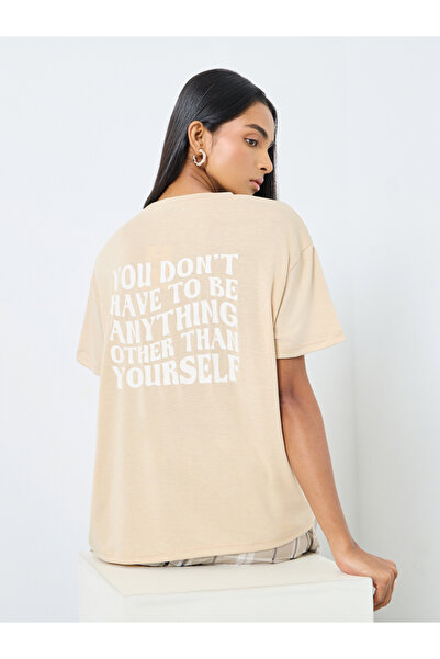Take Two By Styli Back Slogan Print Oversized T-Shirt