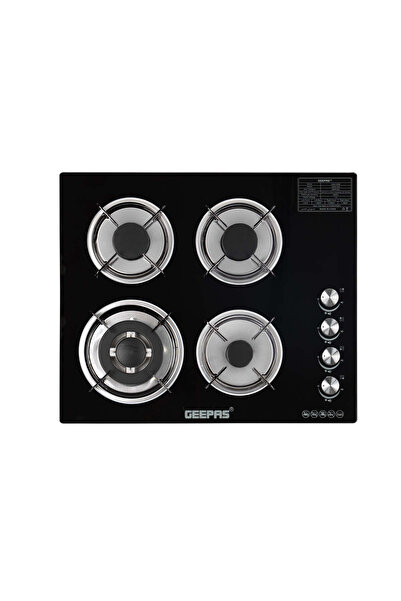 Geepas موقد غاز زجاجي GK4410 | موقد غاز بأربع شعلات مع إشعال تلقائي | زجاج مقسّى فائق الصلابة بسمك 8 مم