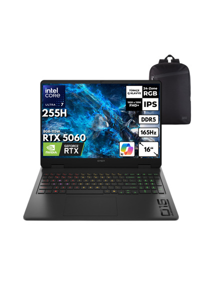 HP OMEN 16-am0018nt Ultra 7-255H 48-GBDDR5 1 TBSSD RTX5060 16" Win 10 Pro + S...