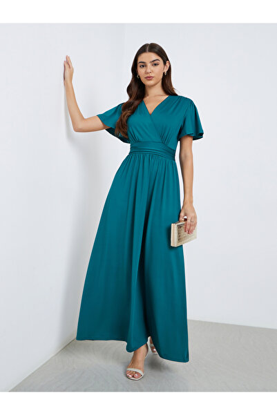 Styli Ruffled Short Sleeves A-Line Maxi Dress