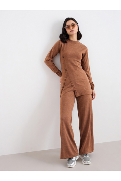 Styli Women Longline Knit Top and Pants Modest Set