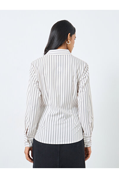 Take Two By Styli Striped Buttoned Wrap Top