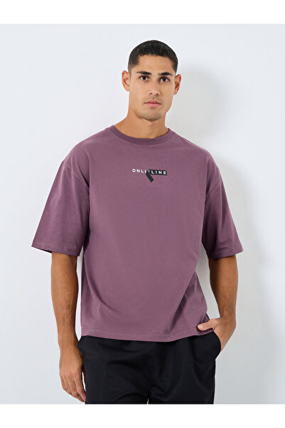 Styli تي شيرت قطني كبير الحجم بطبعة بسيطة