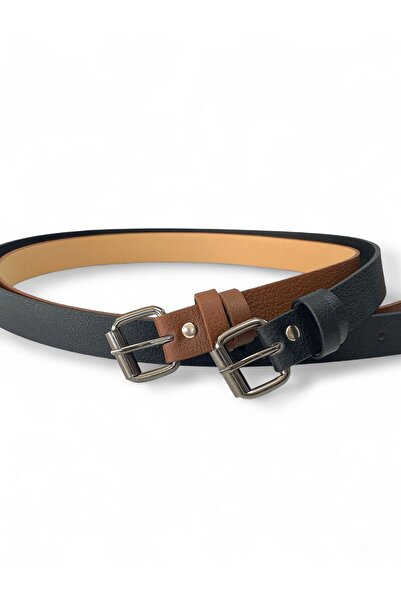 Gesa Ince Old Money 2'Li Set Black-Tan Belt