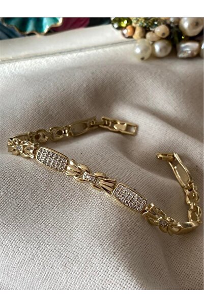 XUPING JEWELRY 14K GOLD RENK FİYONK MODEL TAŞLI KADIN BİLEKLİK 17+2CM