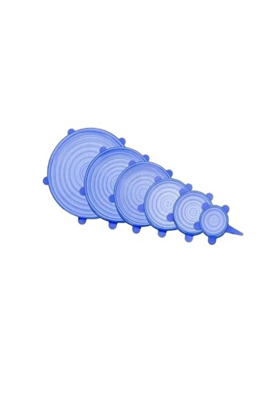 stuffix Set 6 universal silicone lids, flexible, reusable, blue/transparent