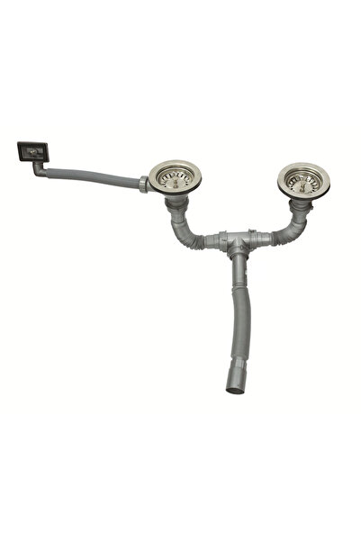 AKKON Lüks Çöpmak Çift Gözlü Damlalıklı Lavabo/Evye Sifonu Gider Borusu Geniş...